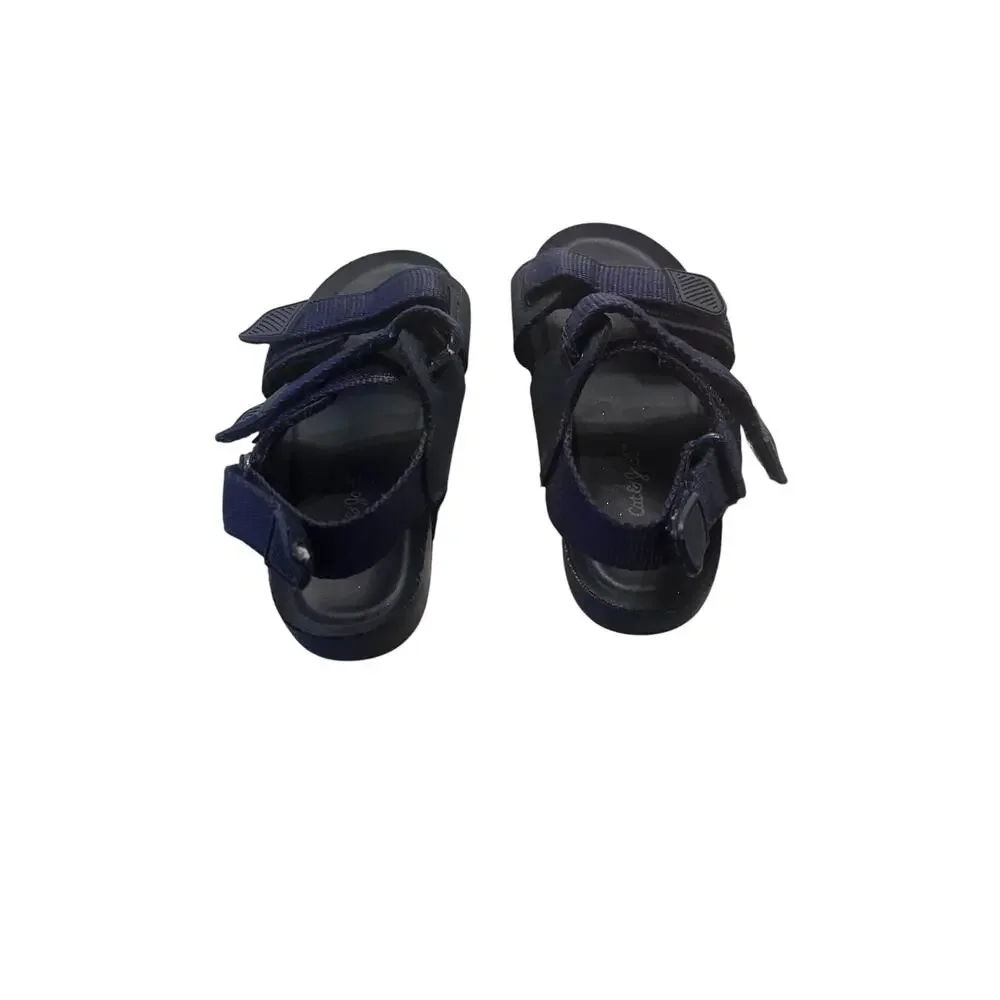 Cat and Jack Boy’s 9 Navy blue Nautical Velcro slider comfort Sandals